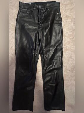 GAP Vintage Slim High Rise Vegan Leather Pants Black Size 29/8 Short